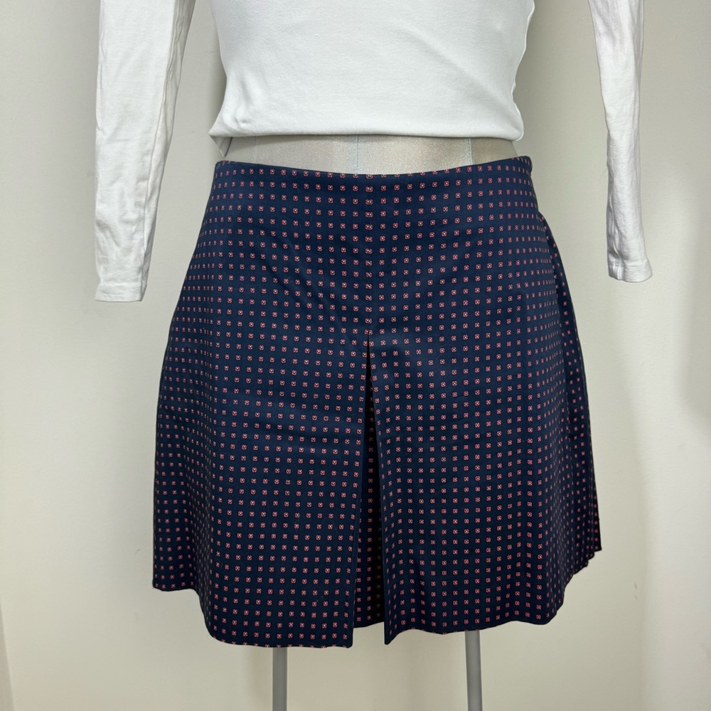 Tory Burch Klarissa Pleated Navy A Line Mini Skirt Size 2 Runway w/ Pockets